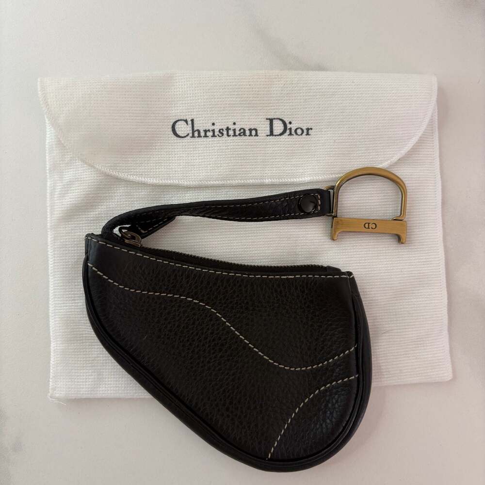 VINTAGE DIOR LEATHER SADDLE COIN PURSE